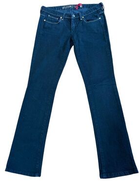 GUESS Jeans Dark Wash Bootcut Stretch Denim Gold Logo Pocket Jeans 28/31